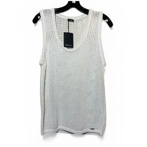 Kiton White Open-Weave Crewneck Tank Sweater NWT
